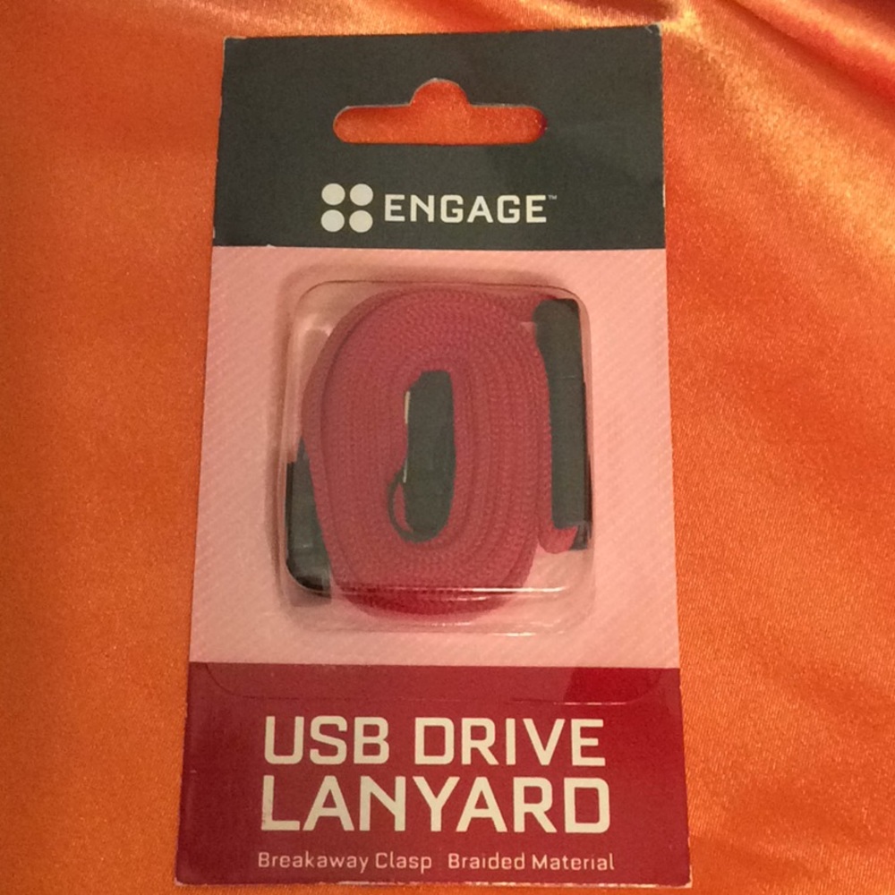 🐬USB Drive Red Breakaway Clasp & Braided Lanyard